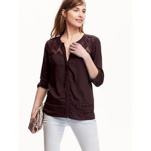 Old Navy Lace Inset Button Shirt